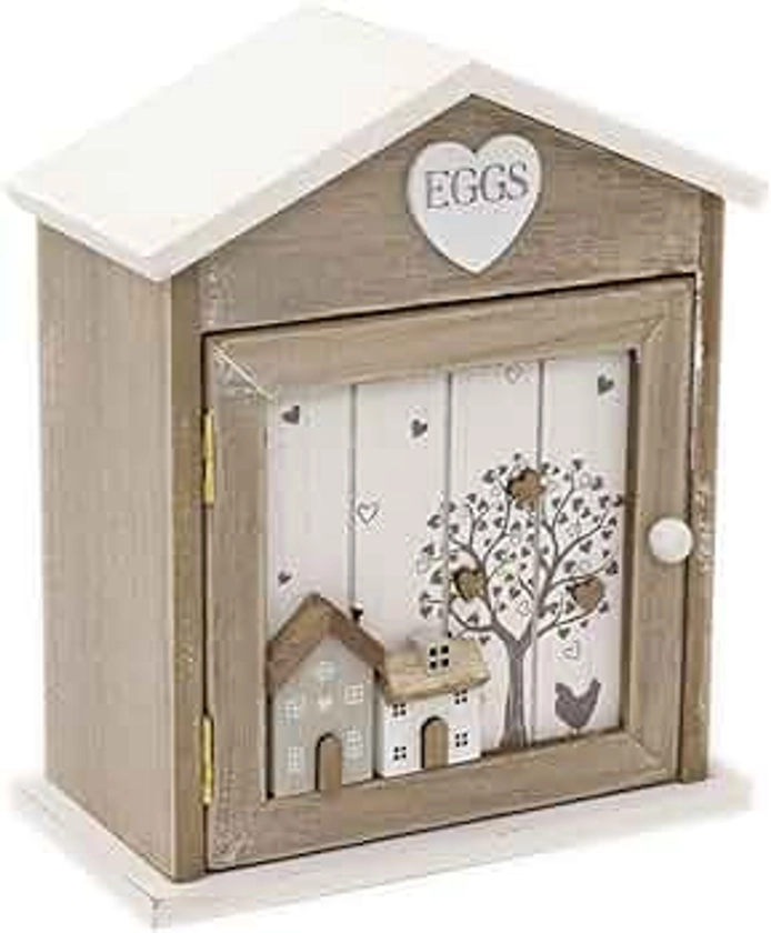 Shabby Chic Hearts & Houses Wooden Egg House | Egg Holder Egg Storage Egg 6 Eggs | Wooden Egg Rack House For Six Eggs Kitchen Egg Box