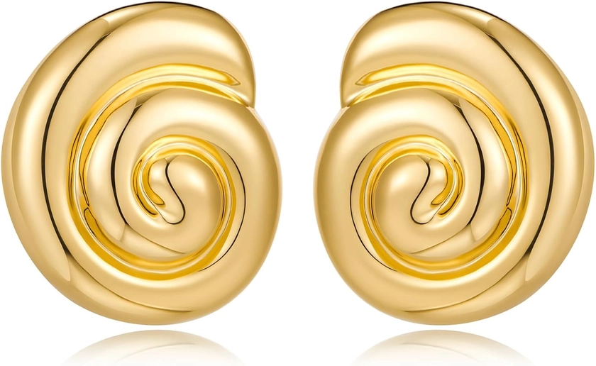 MUYAN Gold Ocean Conch Earrings for Women Fashion Spiral Shell Stud Earrings Beach Jewelry Gift