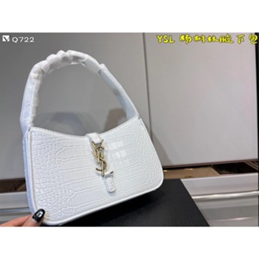 (Com caixa) YS Bolsa estilo francês PU moda K-pop - Decoração de lantejoulas, fecho de correr com fivela, 23 x 16 x 6,5 cm