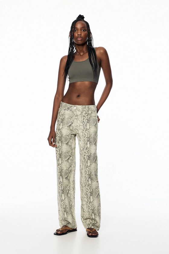 Animal print straight fit trousers - pull&bear