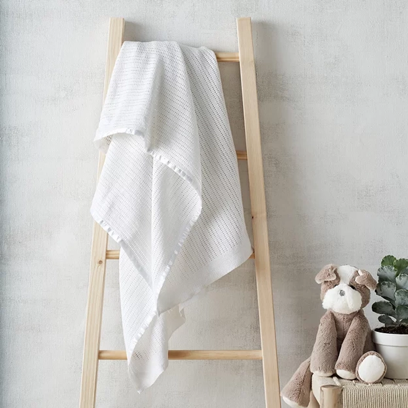 Satin Edged Cellular Baby Blanket | Baby Blankets | The  White Company