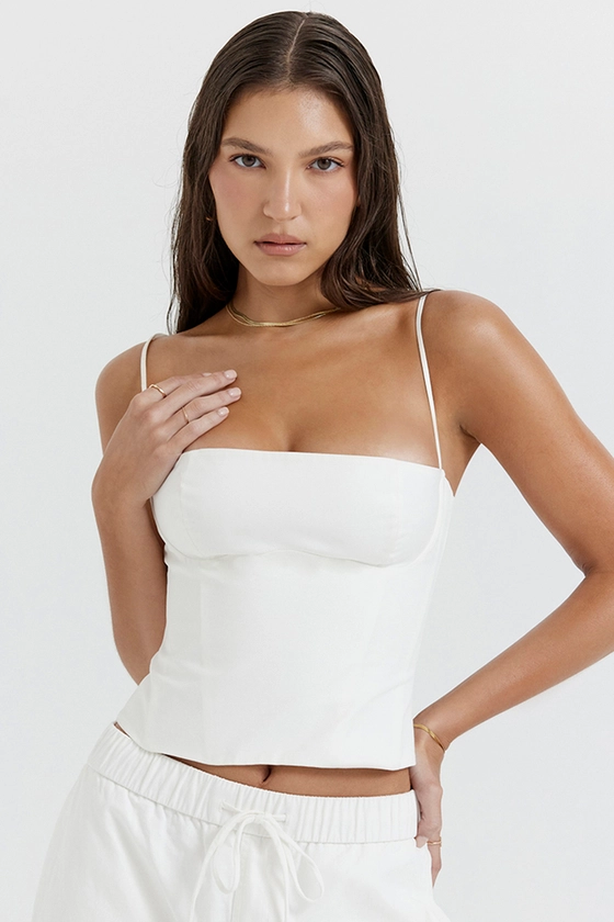 Clothing : Tops : 'Audette' White Structured Corset' 