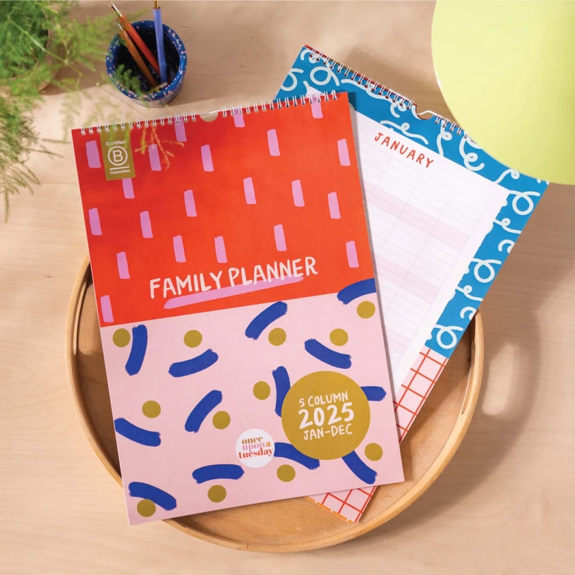 2025 Family Planner 5 Person Calendar | Large A3 Wall Calendar | Colourful Planner | 5 Column Planner | Month to View | Family Organiser