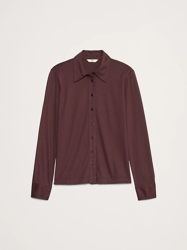 Silky Cotton Long-Sleeve Button-Down Shirt | Banana Republic