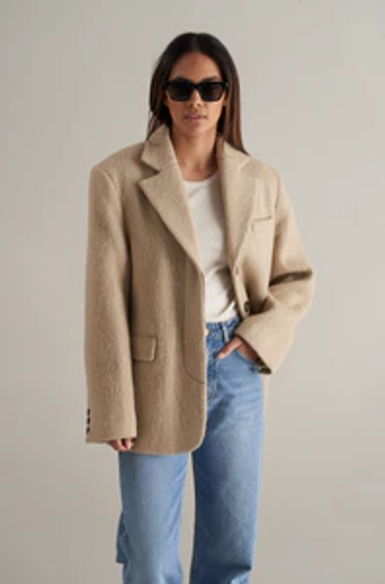 Gia Brushed Wool and Alpaca Blazer Sand