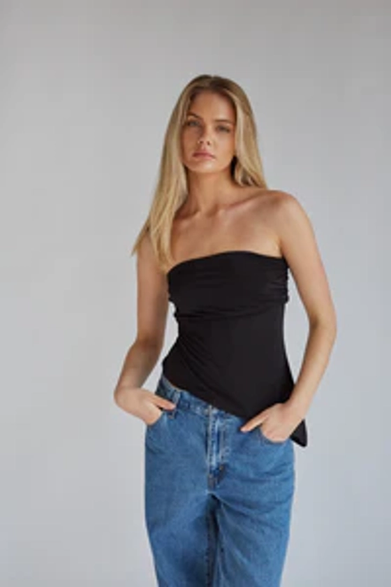 Reese Strapless Asymmetrical Hem Tube Top