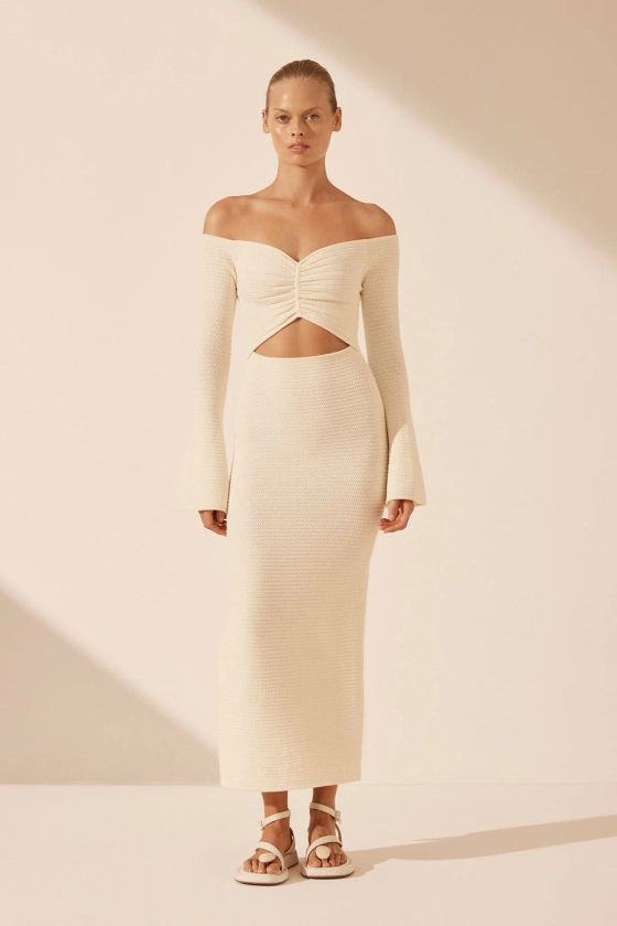 Eve Off Shoulder Midi Dress | Coconut | Dresses | Shona Joy