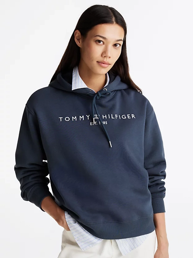 Felpa con cappuccio e logo ricamato | Blu | Tommy Hilfiger