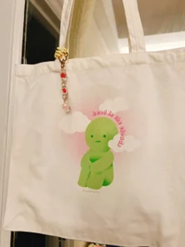 Smiski Tote Bag - Head in the Clouds Cute Guy **Keychain is NOT included**