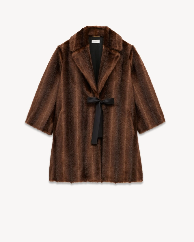 Manteau en fourrure non animale | Saint Laurent | YSL.com