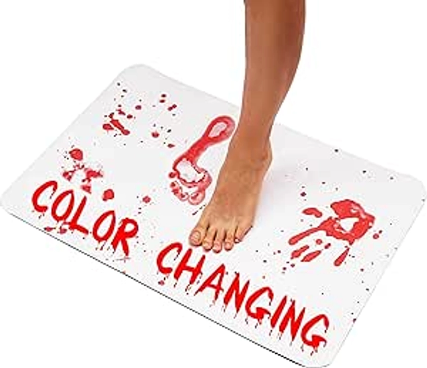 Amazon.com: The Murder Mat Bath Mat Changes Color Instantly Turns Red When Wet Shower Mat Shows Blood Bathroom Rug - Patent Pending : Home & Kitchen