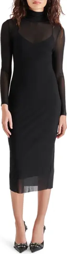 Steve Madden Vivienne Long Sleeve Mesh Midi Dress | Nordstrom