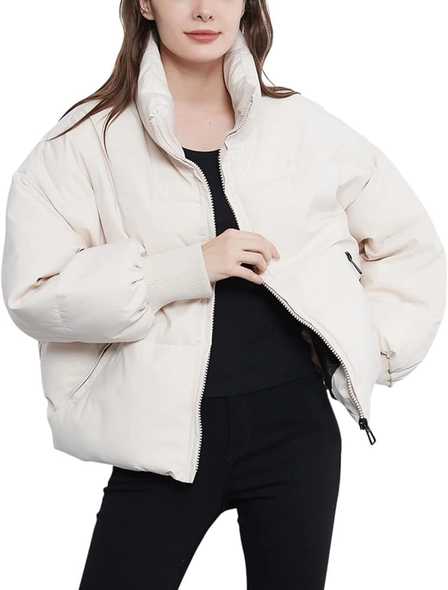 Gihuo Women’s Winter Cropped Puffer Jacket Coat Short Warm Quilted Jacket