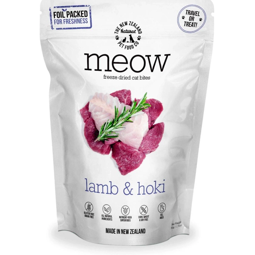 Meow Lamb & Hoki Fish Freeze Dried Cat Food 50g