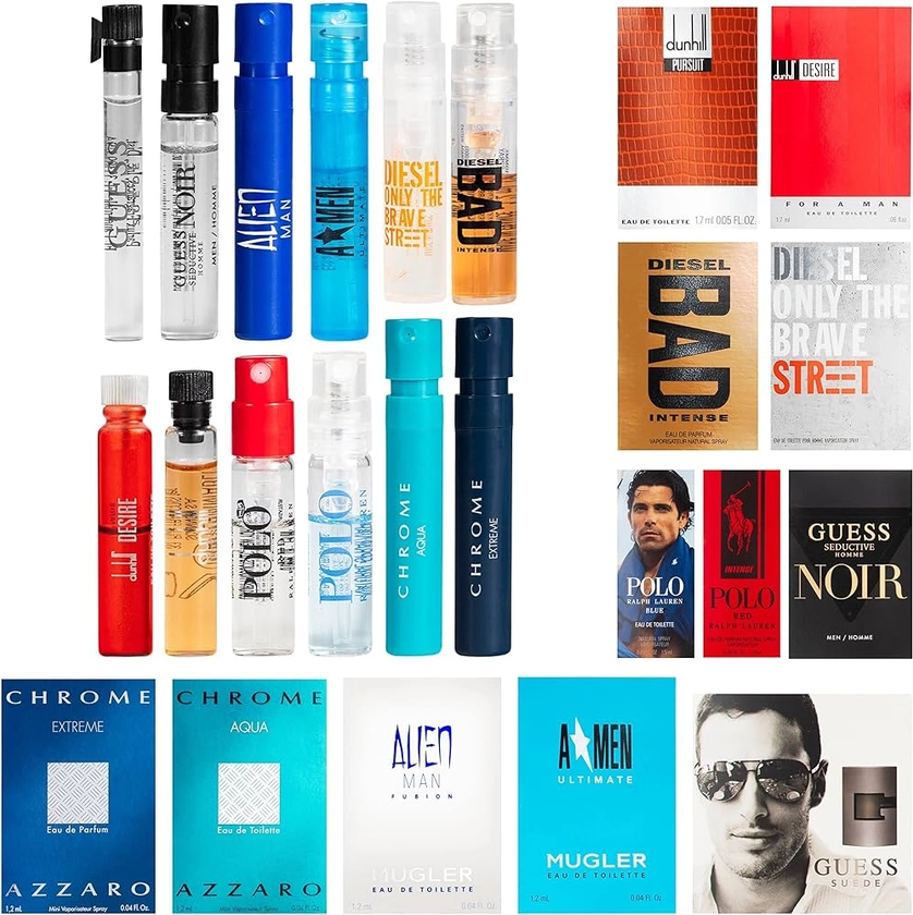 Cologne Samples for Men: 12 Designer Fragrances + Pocket-Sized Pouch - Travel-Size Men's Cologne Sampler Set, Cologne Sample Pack Gift Set