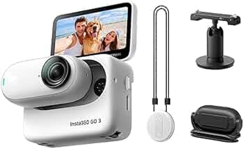 Insta360 GO 3 (64GB) - Action cam piccola e leggera, versatile e portatile per i POV. Montala ovunque, Stabilizzazione, Action Pod multifunzionale, cam impermeabile per ogni sport, viaggio e Vlog