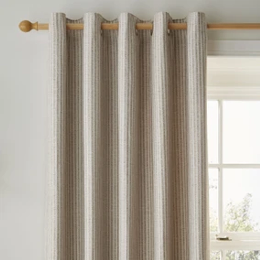 Churchgate Herringbone Natural Stripe Eyelet Curtains