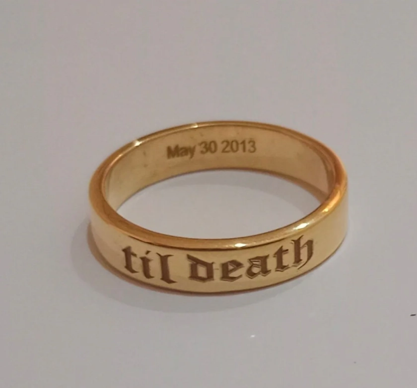 Til Death Engraving Band Ring 925 Silver Flat Band Ring Wedding Ring Til Death Ring Promise Ring Gift for Her Valentine Gift - Etsy Australia
