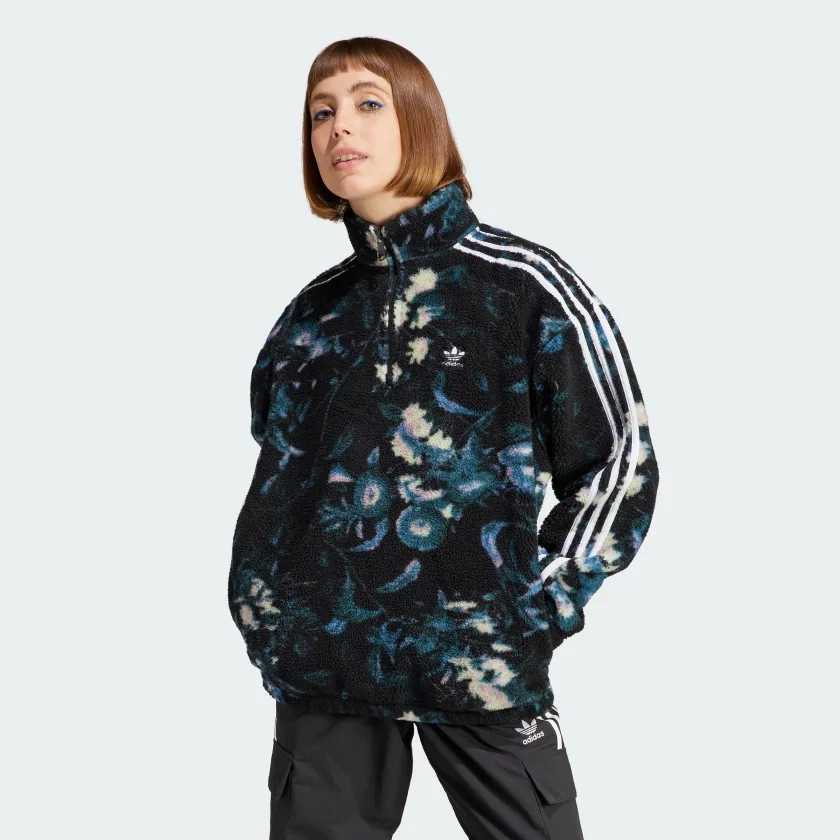 adidas Allover Print Flower Fleece Jacket - Μαύρο | adidas Ελλάδα