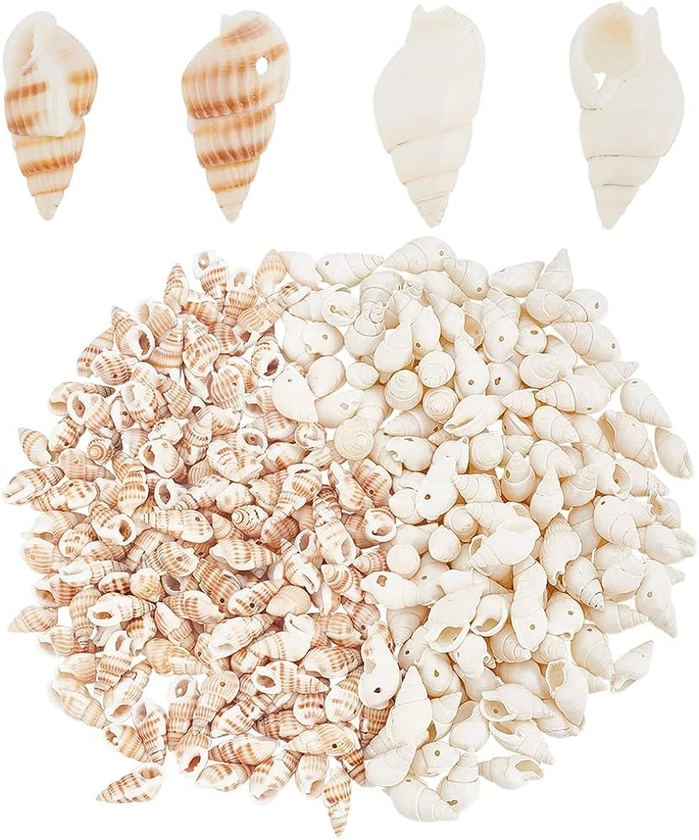 Amazon.com: PandaHall 300pcs Natural Seashell Beads 2 Styles Ocean Beach Spiral Shells Craft Sea Shells Charms with 1mm Hole for Summer Jewelry Bracelet Necklace Making, Party Wedding Decor, 4 Strands