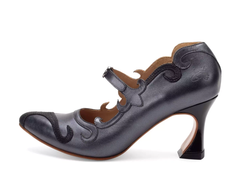 Emmeline - Black | Mary Jane Heels with Appliqué | Fluevog Shoes