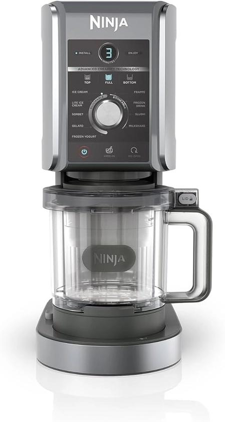 Ninja CREAMi Deluxe IJsmachine & Bevroren Dessertmaker met 3 Bakken, 10 Functies, Maakt IJs, Gelato, Sorbet, Bevroren Yoghurt, Milkshakes, Slushi & Meer, 2-in-1 Smaakoptie, Zilver, NC501EU : Amazon.nl: Wonen & keuken