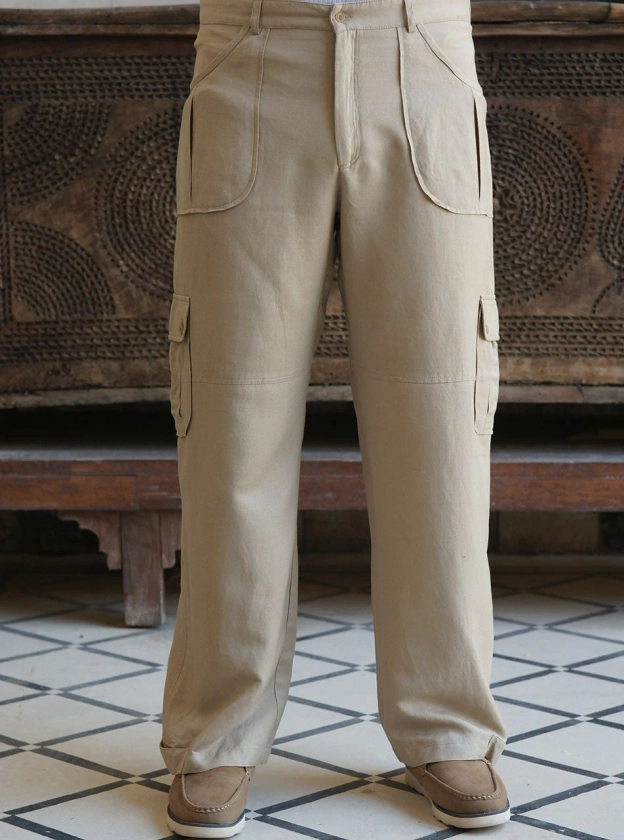 Linen Patch Pocket Trousers - Pants - Men | Shukr Clothing