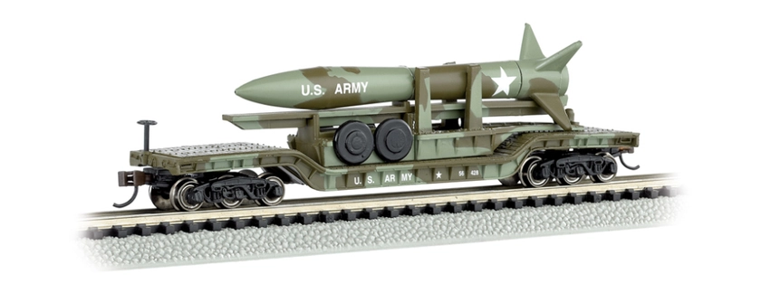 Bachmann Silver Series® Depressed-Center Flatcar - Ready to Run -- US Army w/Missile Load (Camoufl