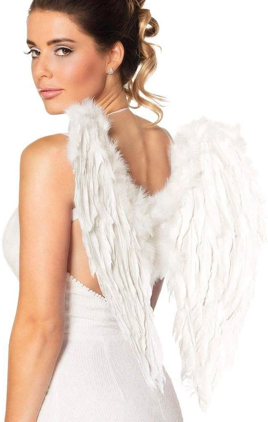 Boland 52798 - Ailes de plumes ange, taille 50 x 50 cm, blanc, Cupidon, messager céleste, accessoire, enfant Jésus, déguisement, fête de thème, carnaval