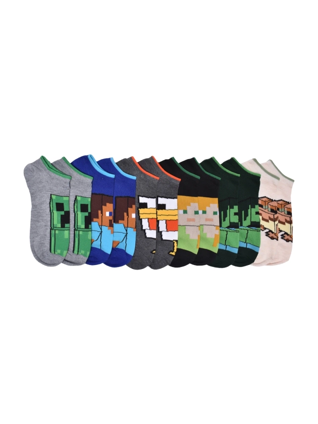 Minecraft Boys No Show Socks, 6-Pack, Sizes S-L