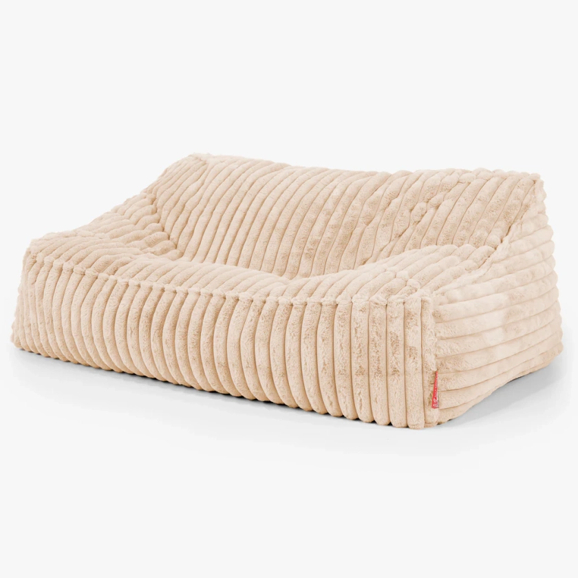 Le Canapé Pouf Doudou - Velours Côtelé Ultra Pelucheux Pêche