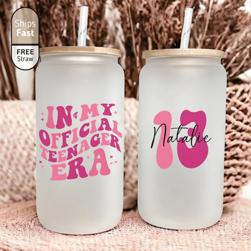In My Official Teenager Era Ice Coffee Cup, 13th Birthday Gift For Girls, 13th Birthday Teenager Era Cup, 13th Birthday Cup, 13th Bday Cup