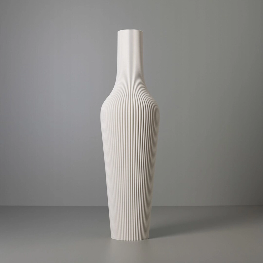 Tall Decorative Vase groove Ivory White for Dried Flowers, 3D Printed Living Room Decor Made From Recycled Bio-plastic - Etsy France