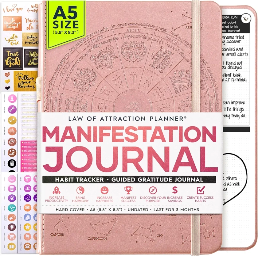 Journal quotidien de soins personnels et de manifestation – Un journal de 5 minutes, un planificateur de 90 jours, la création de votre vie de rêve, un journal de positivité, d'affirmation et de