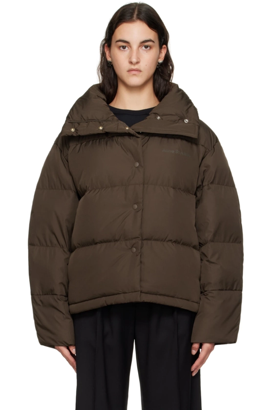 Brown Quilted Down Jacket