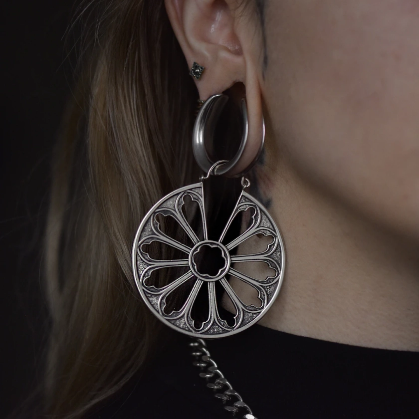 Silver • Cathedral Window Earrings • Hoops • Pair