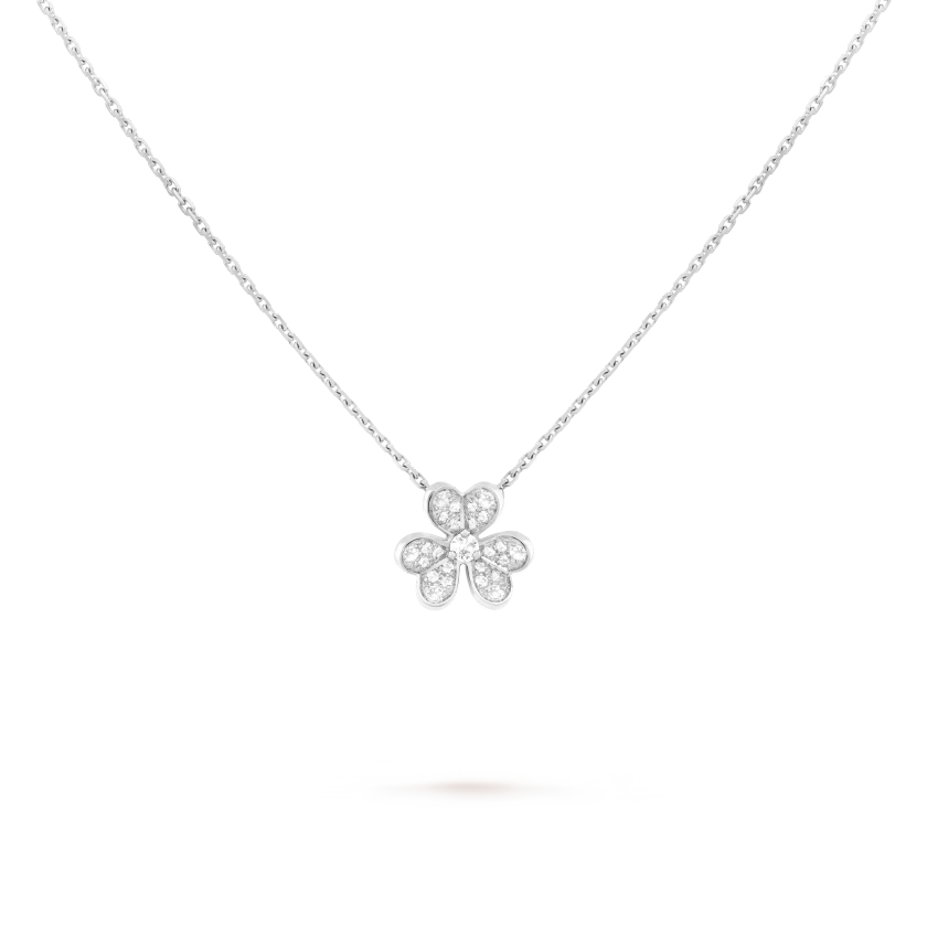 Frivole pendant, mini model 18K white gold, Diamond - Van Cleef & Arpels