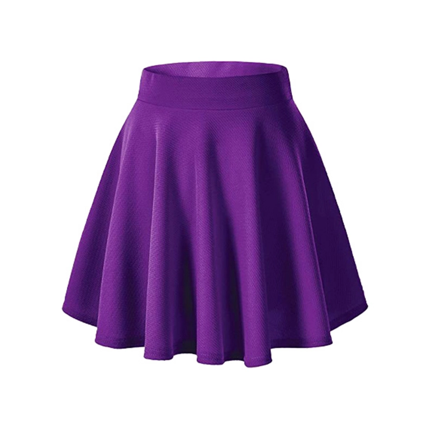 Women's Solid Color Candy Color Flared Casual Skating Light High Waisted Pleated Skirt - Walmart.com