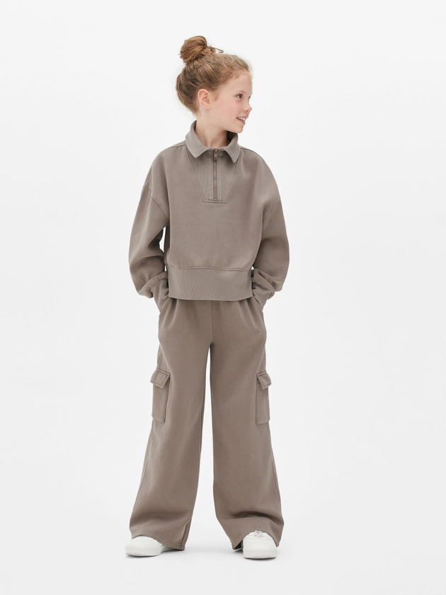 Acid Wash Wide-Leg Cargo Trousers