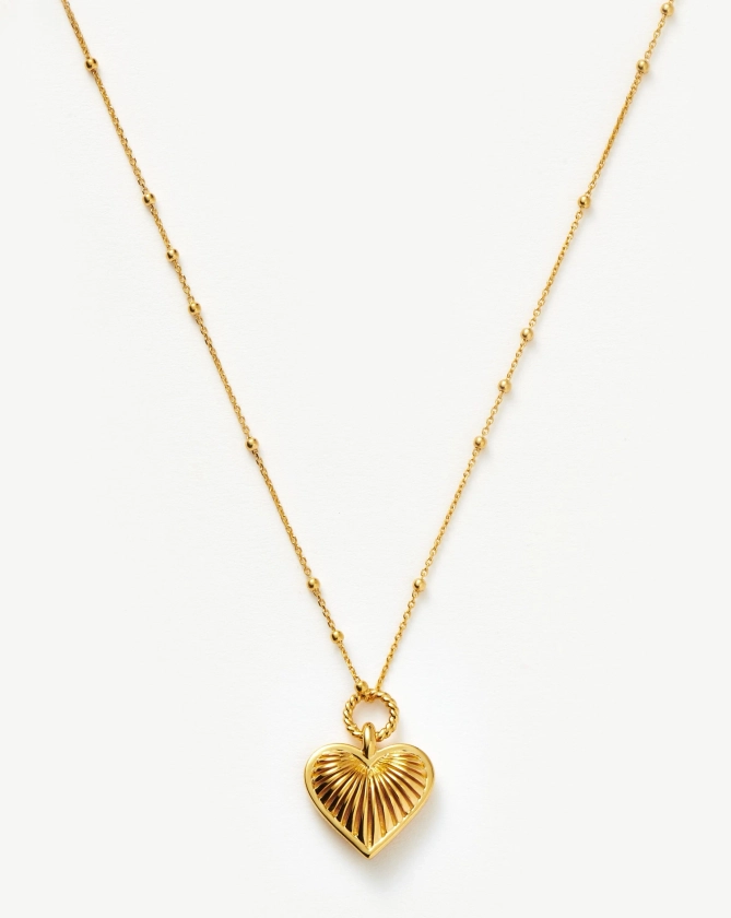 Ridge Heart Charm Necklace | 18ct Gold Plated | Barbiecore