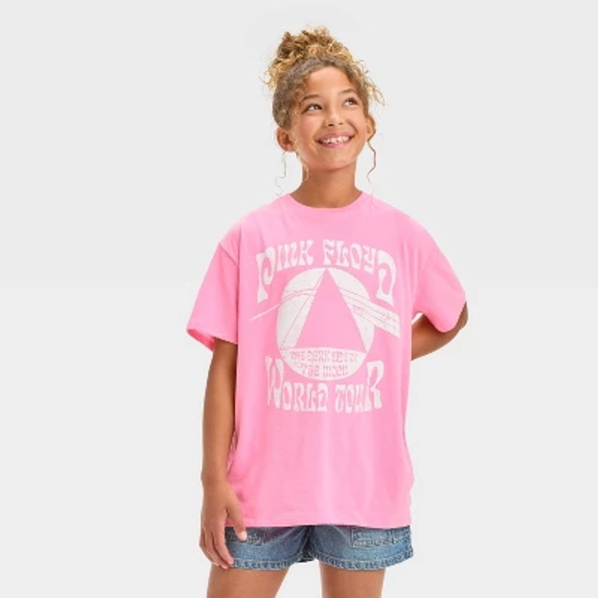 Girls' Oversized Pink Floyd Graphic T-Shirt - art class™ Bright Pink S