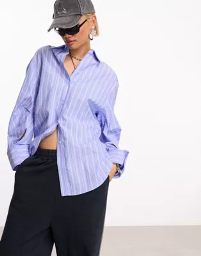 COLLUSION cotton cinched in shirt in stripe | ASOS