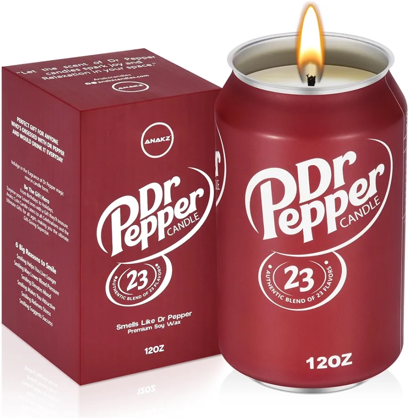 Doctor Pepper Candle - Smells Like The Real Soda - Cute Candles for Cool Gifts - Funny Candles for Any Occasion - Cute Things for Aesthetic Room Decor - Cool Candles for Cool Things - Trendy Candles