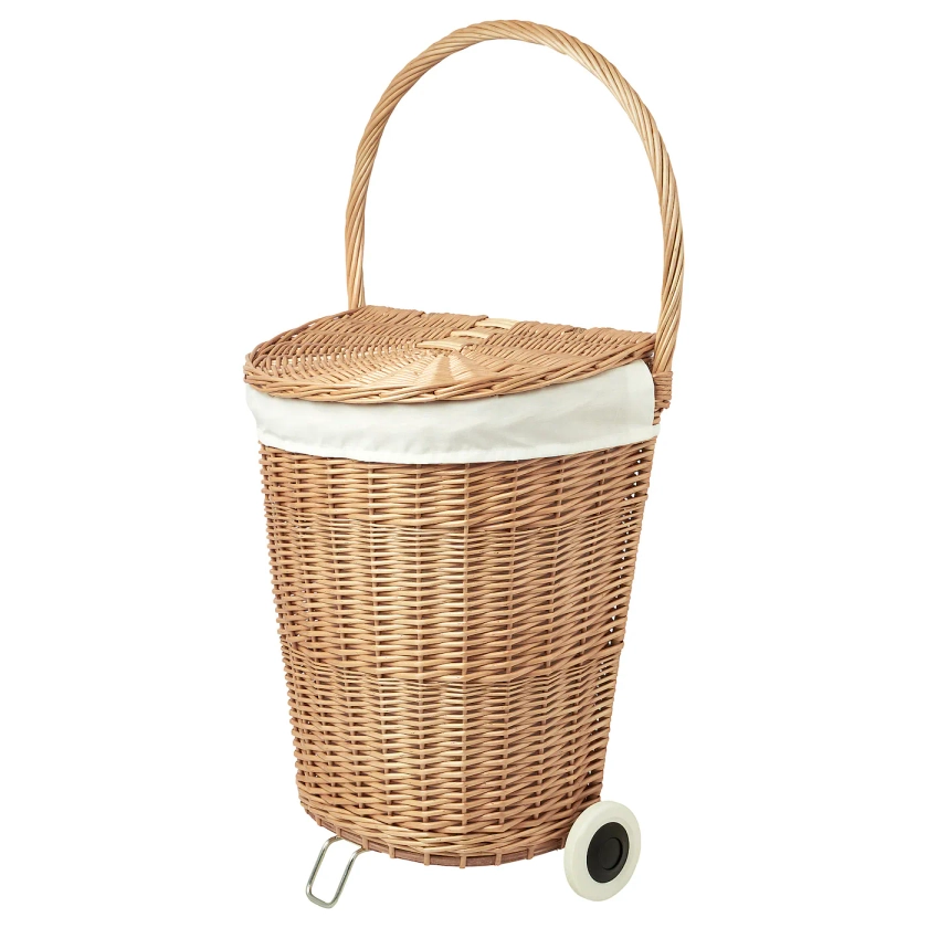 TOLKNING Laundry basket on wheels - handmade Willow 31 l (8 gallon)