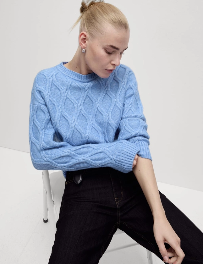 Cloud-Yarn Textured Crew Neck Jumper | M&S Collection | M&S