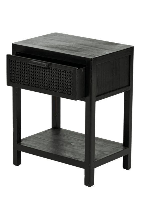 WEBSTER Table de chevet noir H 60,5 x Larg. 47,5 x P 36 cm | CASA