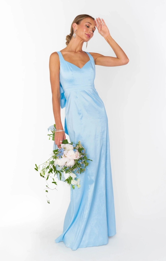 Charlotte Bow Dress ~ Light Blue Taffeta