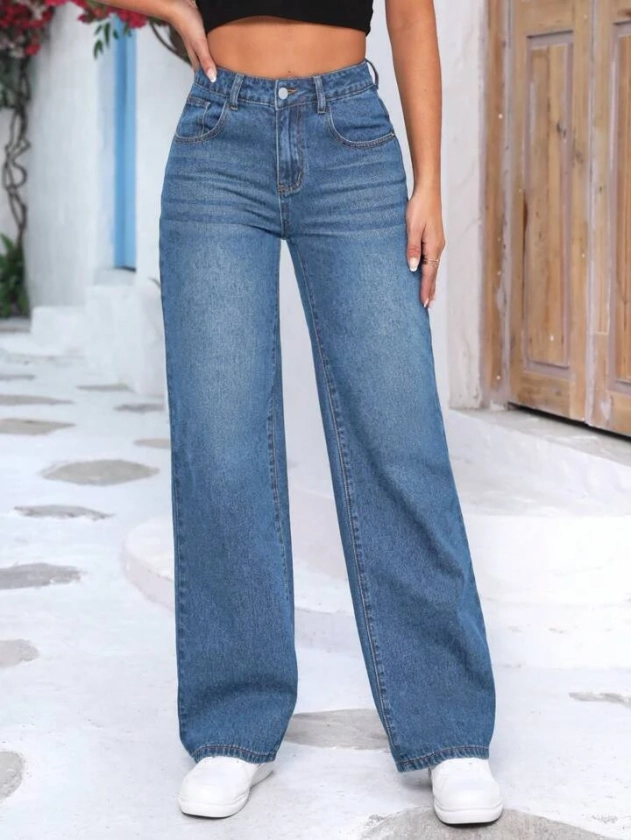 SHEIN Tall High Waist Straight Leg Jeans | SHEIN USA