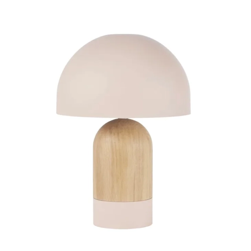 NORA - Lampe en métal rose et chêne