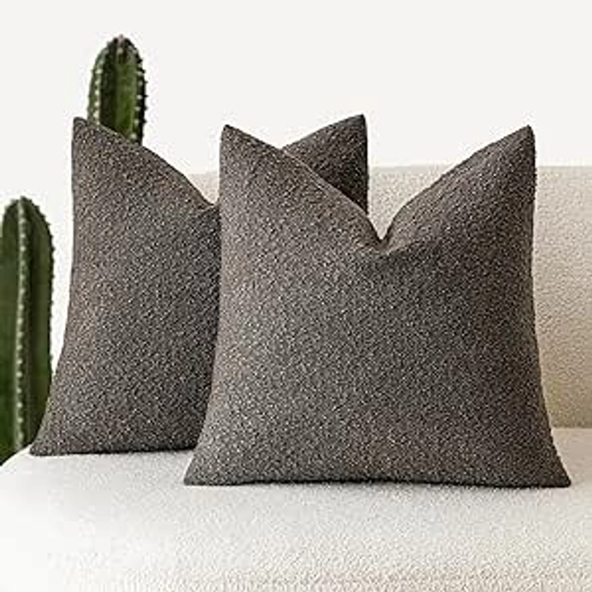 Amazon.com: Foindtower Pack of 2 Textured Boucle Throw Pillow Covers Accent Solid Decorative Pillow Cases Cozy Woven Couch Cushion Case for Sofa Bedroom Living Room Home Decor, 18 x 18 Inch,Dark Brown : Home & Kitchen